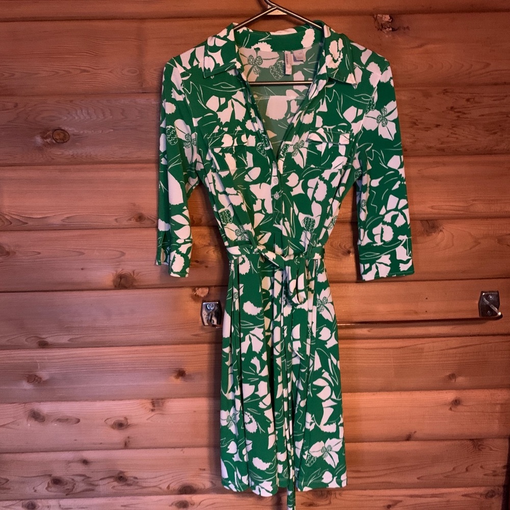 Green floral dress